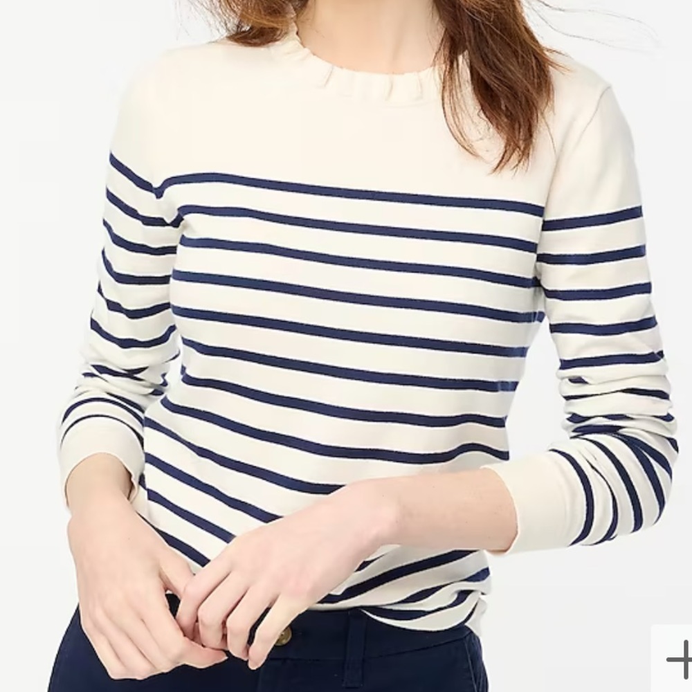 NWT J. Crew Striped Ruffle-neck Sweater, XS